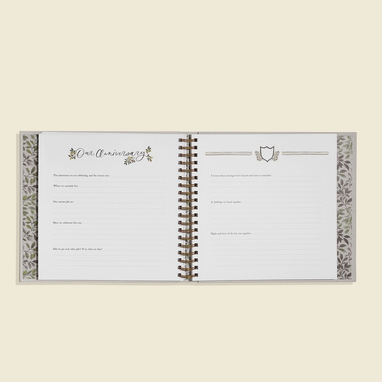 Open As We Grow book with decorative pages on a light beige background