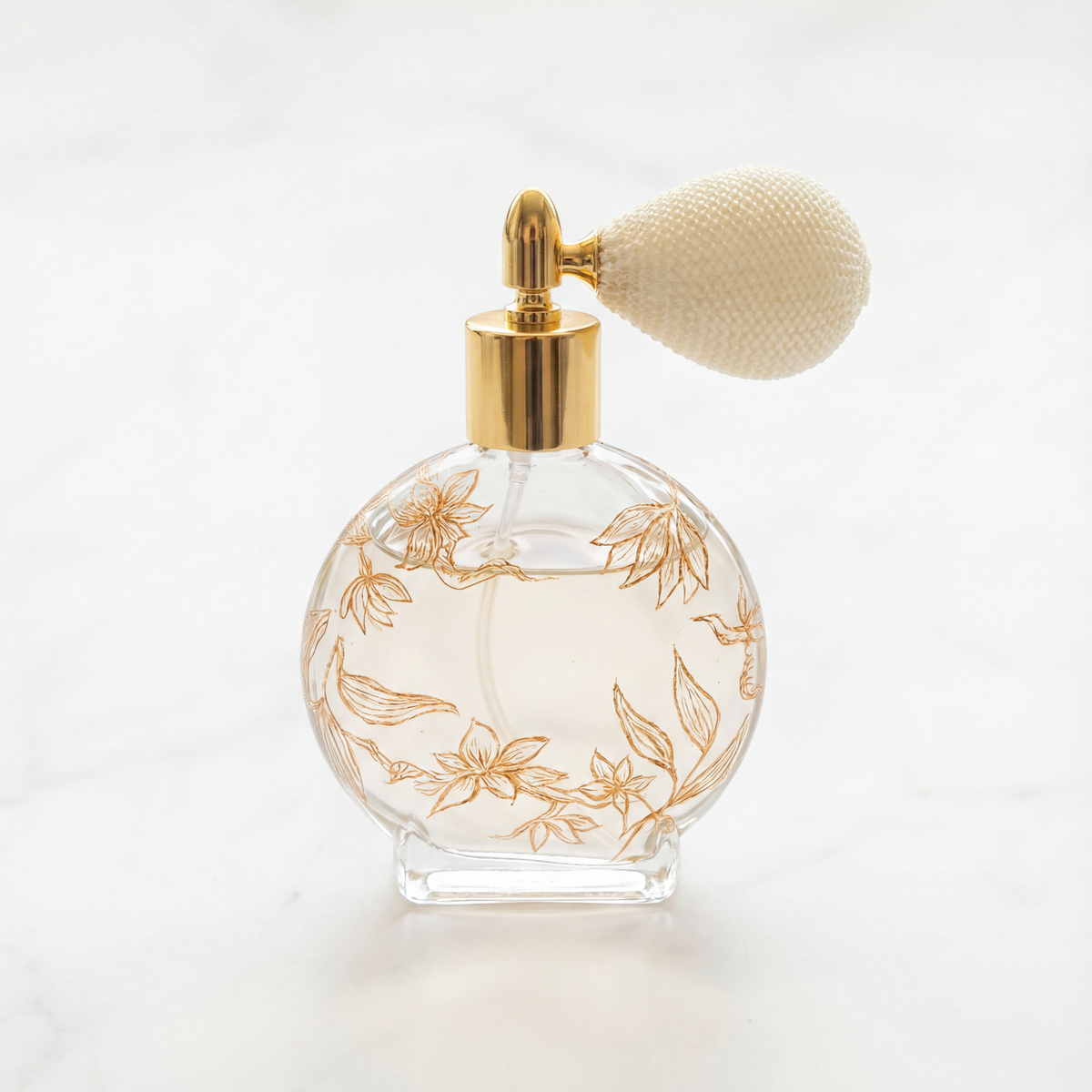 Etched Wedding Perfume Bottle | Hand Painted Bridal Keepsake | For