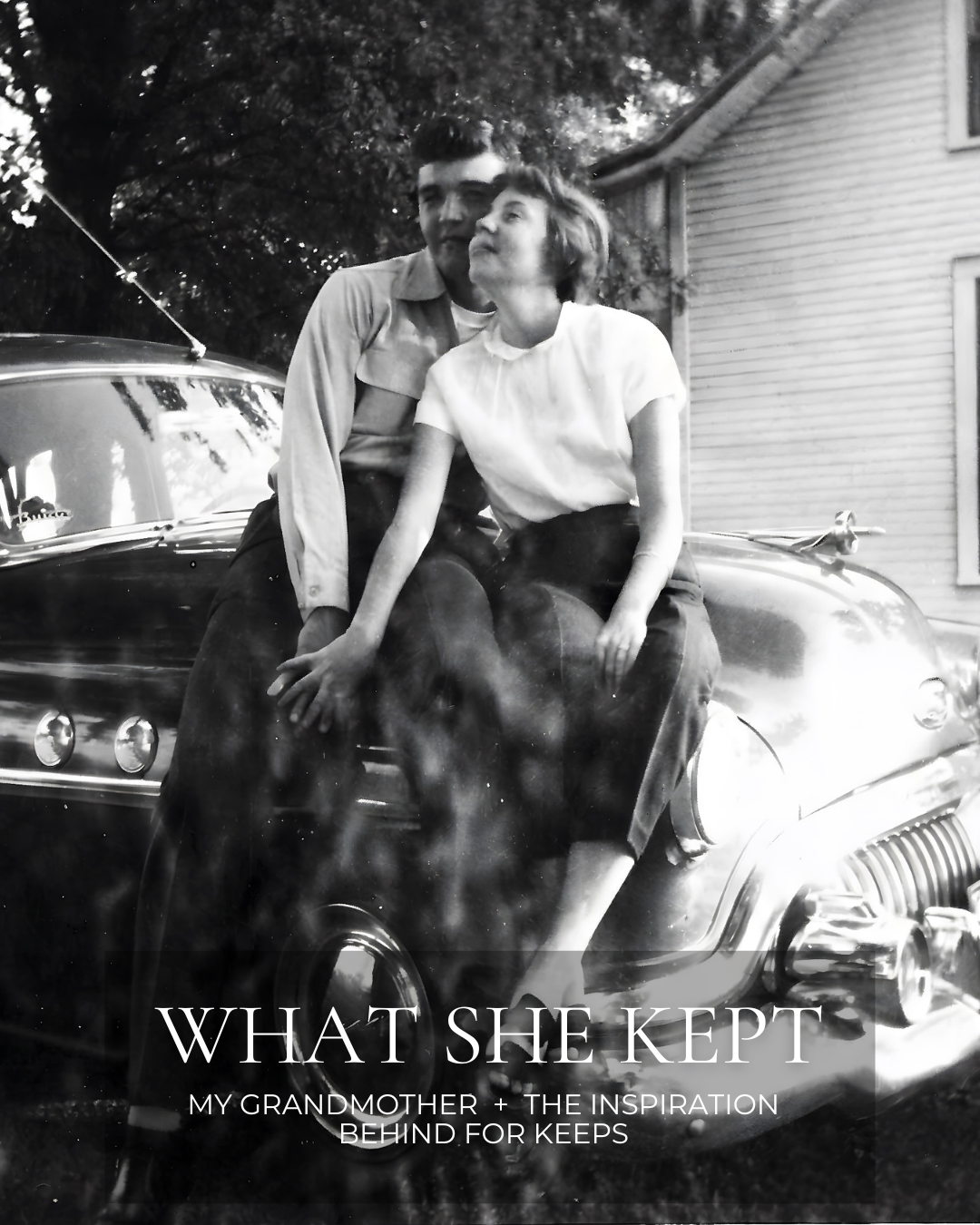 Couple in love sitting on a vintage car