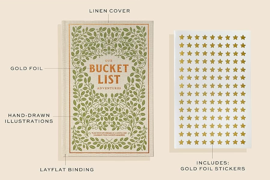 details of gold foil, leaves and stars on journal