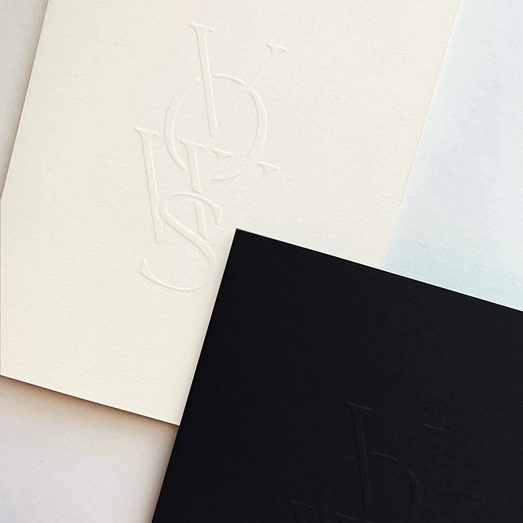 Embossed Vow Books in black and white