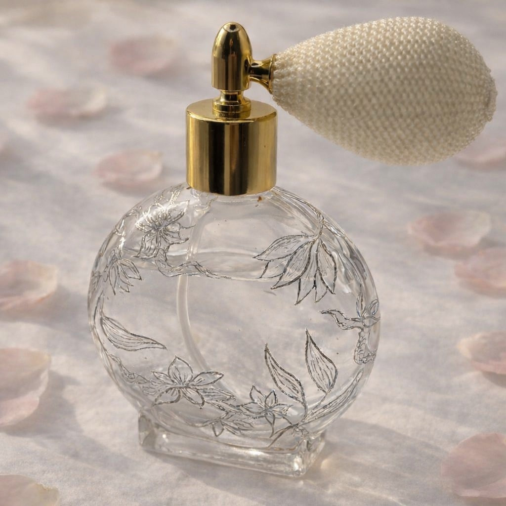 Etched Wedding Perfume Bottle | Hand Painted Bridal Keepsake | For