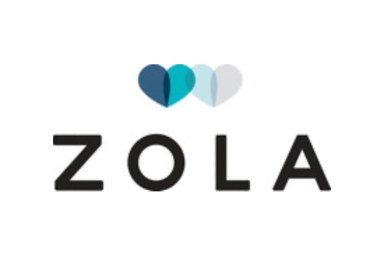 Zola logo with three heart shapes above the word 'ZOLA' on a white background